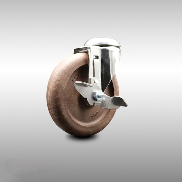 5 Inch 316SS High Temp Glass Filled Nylon Swivel Bolt Hole Caster with Brake SCC